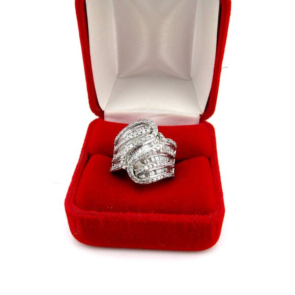 Large Diamond Ring 1.00 ctw. Sterling Silver Sz 6 Genuine Natural Real - Picture 4 of 8